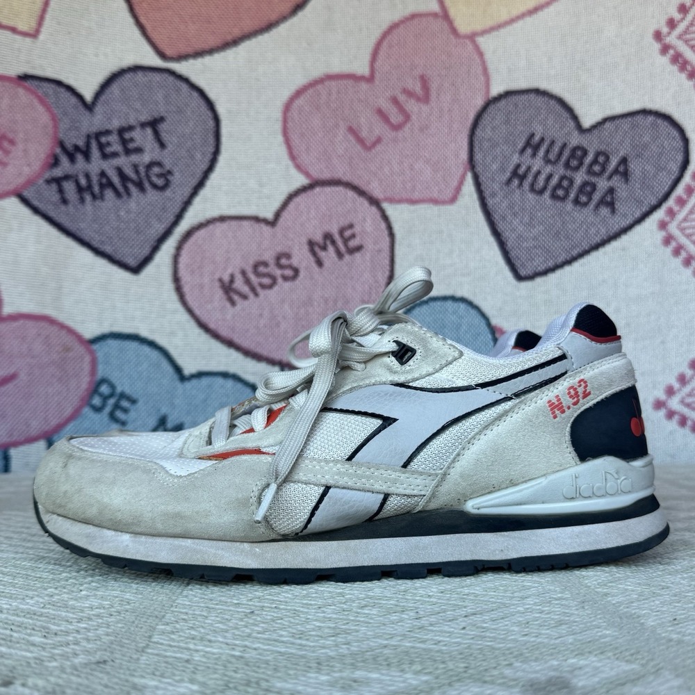 Size‎ 9 - Diadora Men's N92 Shade Sneakers White/Cherry Tomato